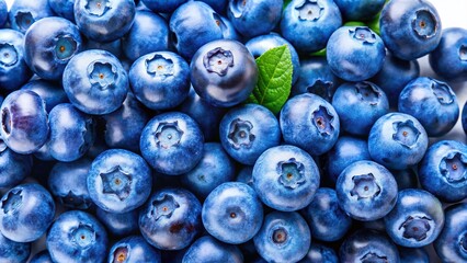 Fresh Juicy Blueberries on White Background - High-Resolution Aerial Stock Photo