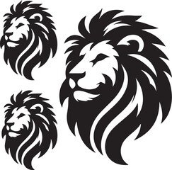 Lion roar and face of king of  jungle  vector black and white 
