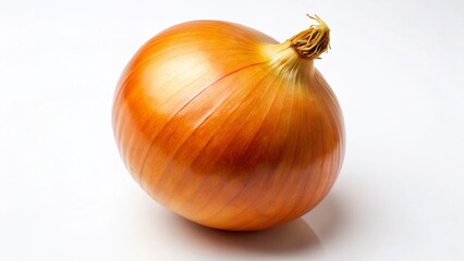 Fresh Single Onion on White Background, Food Market Produce