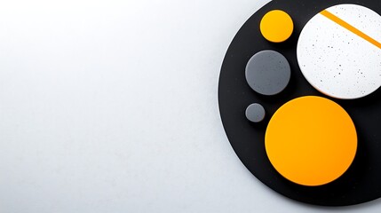 Abstract Geometric Composition with Orange and Gray Circles