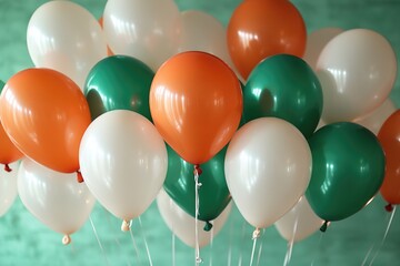 A collection of colorful balloons suspended high above, great for celebrations or as a decorative element