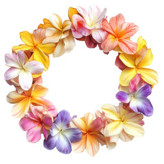 Colorful floral wreath made of tropical flowers in vibrant hues