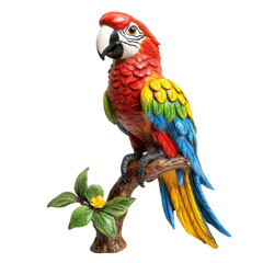 Obraz premium Colorful parrot figurine perched on branch with vibrant details