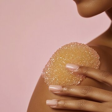 Artistic View Of Sugar Scrub Being Applied To Shoulder