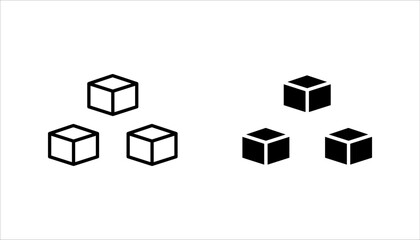 Building blocks line icon set. Thin line flat symbol of toys and construction. vector illustration on white background.