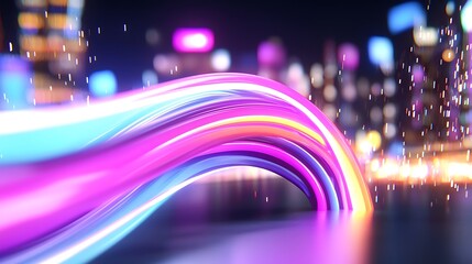 Abstract Neon Lights Cityscape at Night A Vibrant Wave of Color and Energy