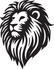 Lion roar and face of king of  jungle  vector black and white 