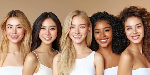 Obraz premium Diverse Group Of Women Smiling In A Natural Portrait