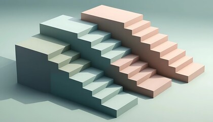 Fototapeta premium Abstract Pastel Staircases Geometric Design