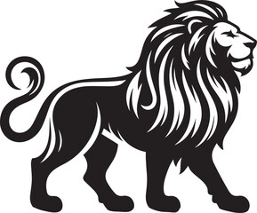 Lion roar and face of king of  jungle  vector black and white 