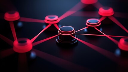 Dark futuristic knowledge graph: interconnected nodes visualizing identities, applications and data on a decentralized web