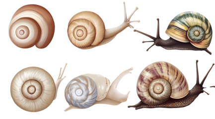  Other snails isolated on a transparent background, PNG