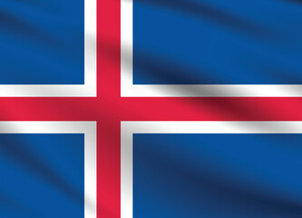Obraz premium Iceland flag official colors and proportion digital vector illustration. Pleated flag.