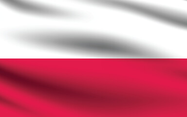 Poland flag official colors and proportion digital vector illustration. Pleated flag.