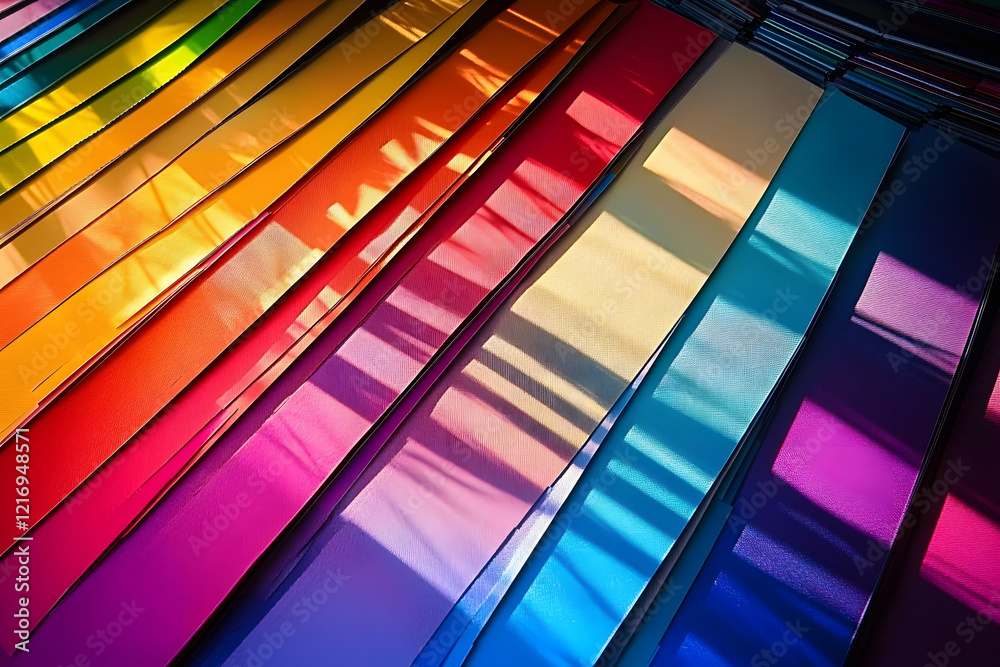 Poster diagonal layout of color swatches creating a dynamic color spectrum. color pallet with rainbow color