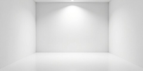 Fototapeta premium Empty White Room with Single Light Source Ideal for Product Placement or Presentation