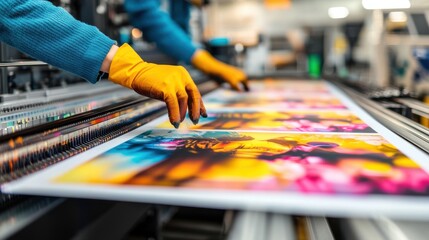 Colorful Vibrant Printing Press in Professional Commercial Workshop