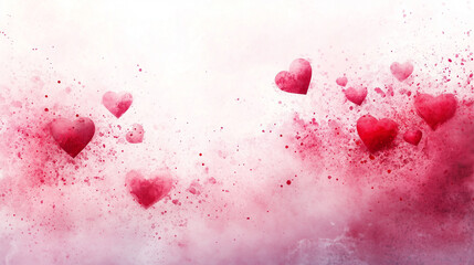 バレンタイン-赤ハート-水彩