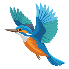 Photo of kingfisher  flying isolated on white background