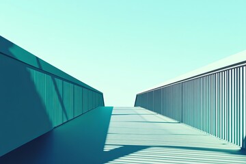 Fototapeta premium A minimalistic pedestrian overpass with soft shadows and geometric lines. picture