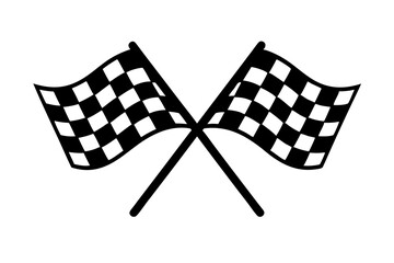 two crossed checkered Flag NASCAR Racing flag, sports finish line flag silhouette vector