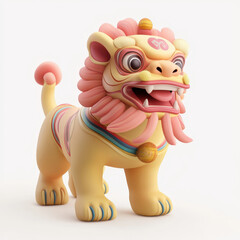 Fototapeta premium traditional lion sculpture with vibrant colors and intricate details, showcasing cultural significance and artistic
