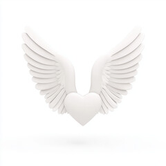 Fototapeta premium white heart with angel wings symbolizes love and purity, perfect for various themes