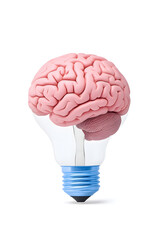 Human brain inside a light bulb representing the power of thinking