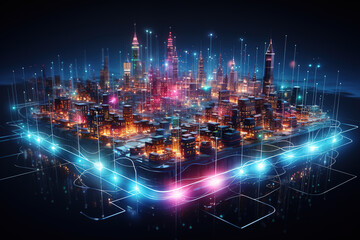 Obraz premium Smart city connectivity solutions, showcasing advanced technology in urban environments