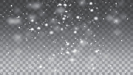 Dust white. Vector sparkles  and snow falling on a transparent background. 