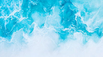 Naklejka premium Abstract Ocean Waves: Turquoise and White Swirl Painting