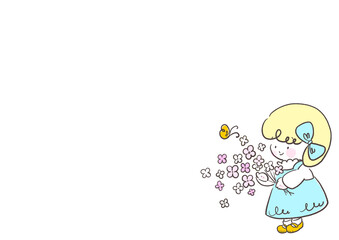 花束を抱える水色のワンピースの女の子フレーム
	