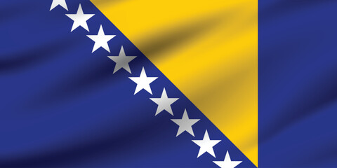 Bosnia and Herzegovina flag official colors and proportion digital vector illustration. Pleated flag.