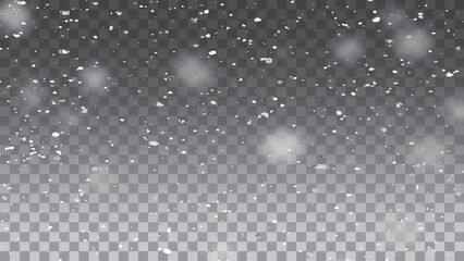 Snow and wind on a transparent background. winter and snow with fog.
