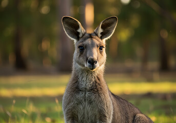 Fototapeta premium A Majestic Eastern Grey Kangaroo in its Natural Habitat: A Captivating Wildlife Portrait
