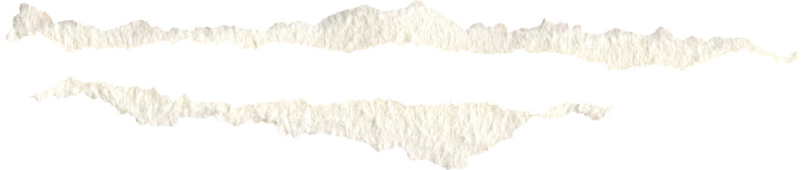 Ripped torn paper edges isolated on white background