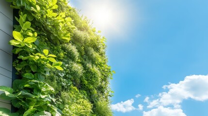 Obraz premium Flourishing vertical garden, a green wall bursting with life and natural beauty lush