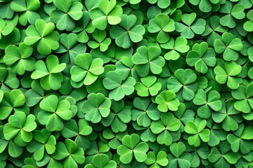 Lush Green Clover Pattern Background with Copy Space - Perfect for St. Patrick's Day or Spring Designs