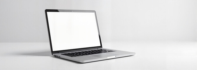 Laptop mockup with transparent screen on white background