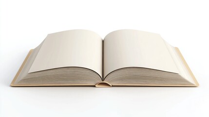 Obraz premium Open book, blank pages, white background, reading, education