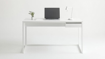 Modern Minimalist Desk with Laptop and Accessories