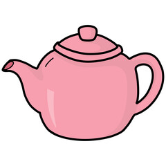 Pink teapot cartoon illustration 
