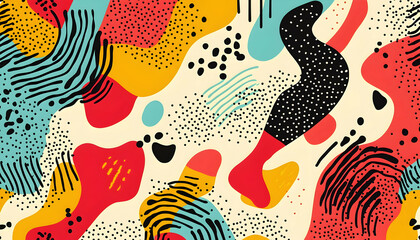 A bold and colorful pattern with dynamic lines and shapes exudes energy and inspiration, perfect for creative and artistic expressions  -