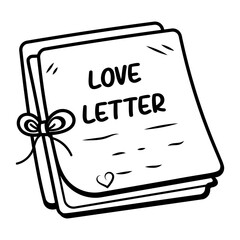 Love letter icon in doodle style