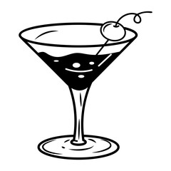 A doodle style icon of cocktail glass