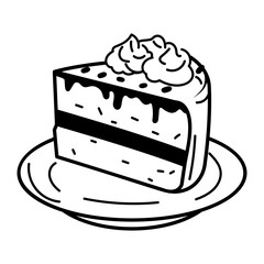 A drawing style icon of cake slice