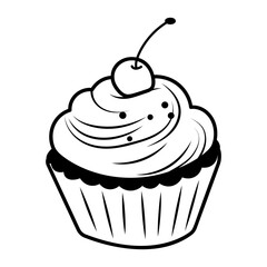 A drawing style icon of sweet cupcake