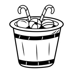 Sweet bucket icon in doodle style