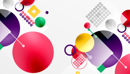 Minimalistic abstract vector design, layered geometric shapes circles, squares, and triangles with soft pastel gradients and semi-transparent effects. Perfect for contemporary use