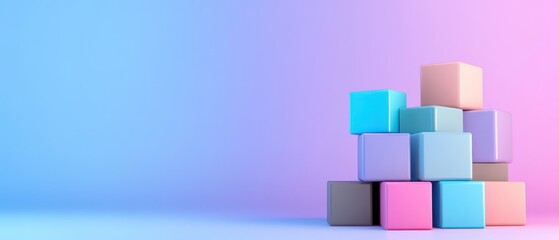 Colorful stacked blocks create an abstract scene of creativity and playfulness.